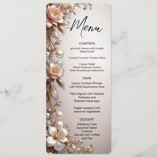 Soft Pink and White Flowers Menu