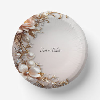 Soft Pink and White Flowers Paper Bowls