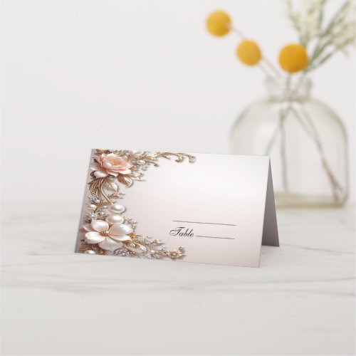 Soft Pink and White Flowers Place Card