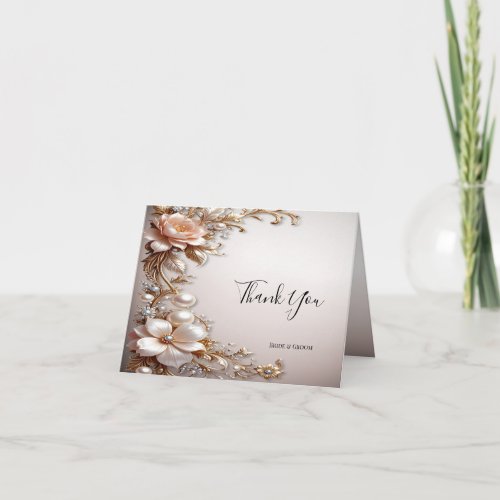 Soft Pink and White Flowers Thank You Card