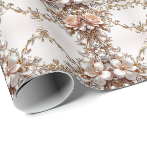 Soft Pink and White Flowers Wrapping Paper