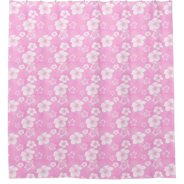 Soft Pink And White Hawaii Turtle Shower Curta Curtain (Front)