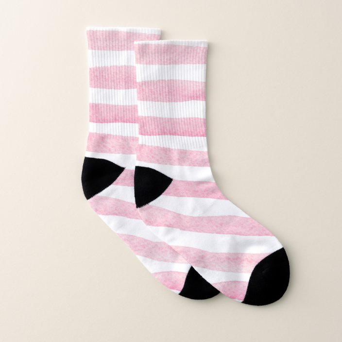 Soft Pink and White Horizontal Stripes Socks | Zazzle.com