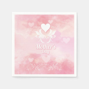 Soft Pink and White Mother's Day Paper Napkin