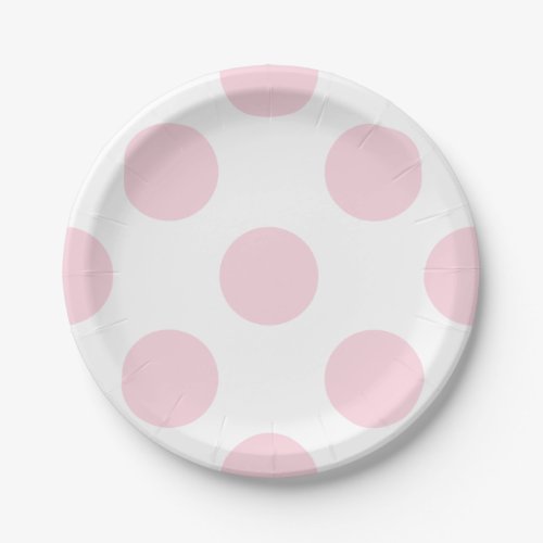 Soft Pink and White Polka Dot Pattern Paper Plates