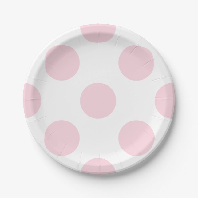 Soft Pink and White Polka Dot Pattern Paper Plates (Front)