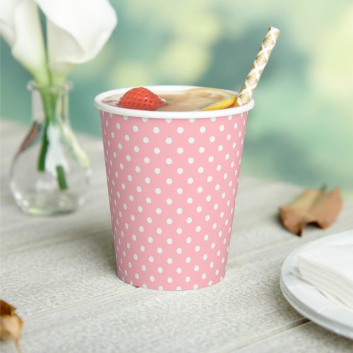 Soft Pink and White Polka Dots Party Paper Cups