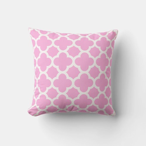 Soft Pink and White Quatrefoil Decorator Pillow