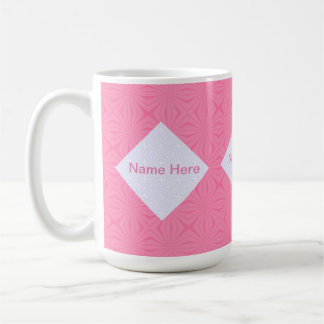 Soft Pink and White Squiggly Squares Monogramed Coffee Mug