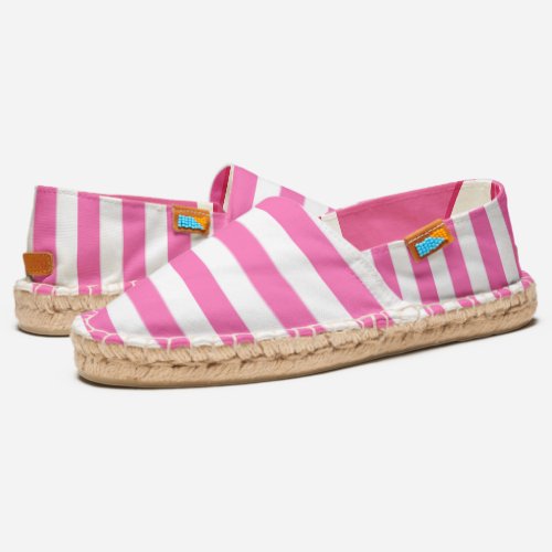Soft Pink and White Striped Pattern Espadrilles
