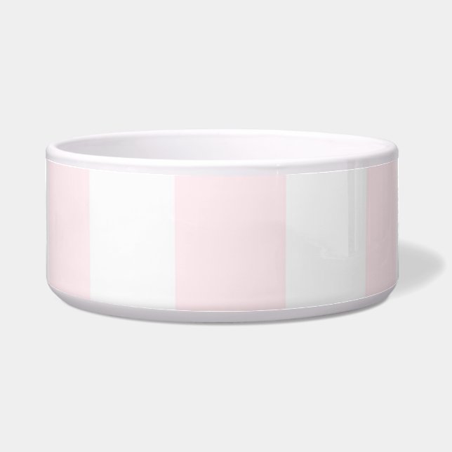 Soft Pink and White Stripes Dog Pet Bowl (Front)