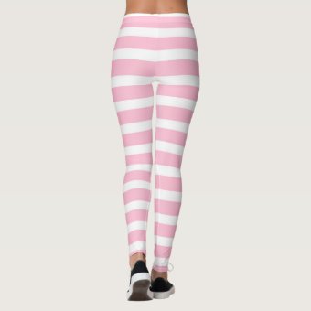 Soft Pink and White Stripes Leggings | Zazzle