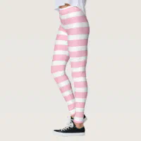Pink & White Stripe Pattern Leggings, Zazzle