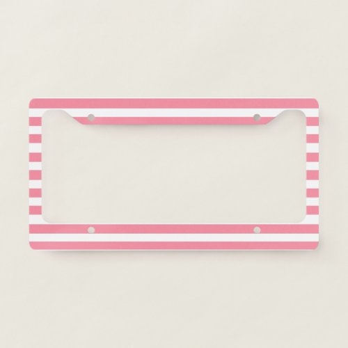 Soft Pink and White Stripes License Plate Frame