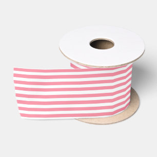 Soft Pink and White Stripes Satin Ribbon