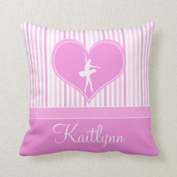 Soft Pink And White Stripes W/ Polka Dots Dancer Throw Pillow by GollyGirls at Zazzle