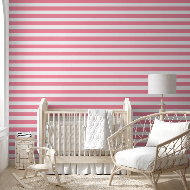 Soft Pink and White Stripes Wallpaper (Kids)