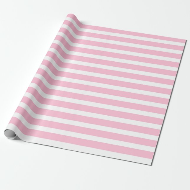 Soft Pink and White Stripes Wrapping Paper (Unrolled)