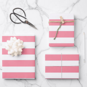Soft Pink and White Stripes Wrapping Paper Sheets