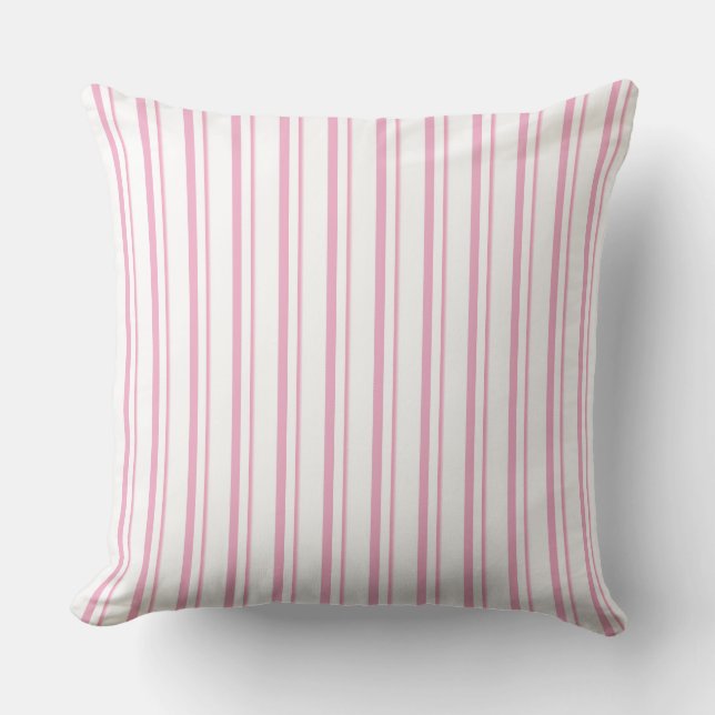 Soft Pink and White strips Throw Pillow (Front)