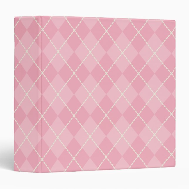 Soft Pink Argyle Binder School Folder (Front/Spine)