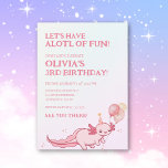 Soft Pink Axolotl Theme Fun Kids Birthday Invitation<br><div class="desc">Celebrate with our Soft Pink Axolotl Theme Fun Kids Birthday Invitation! This charming design features a soft pink, purple, and blue gradient background that sets a whimsical tone. At the bottom, a playful cartoon axolotl adds a delightful touch to the invitation, making it perfect for a fun-filled birthday celebration. Customizable...</div>