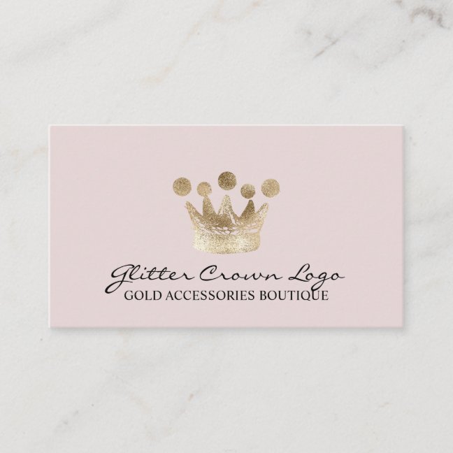 Soft Pink Baby Gold Crown Business Card