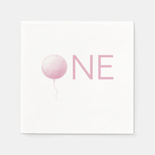 Soft Pink Balloon Modern Girl First Birthday Party Napkins