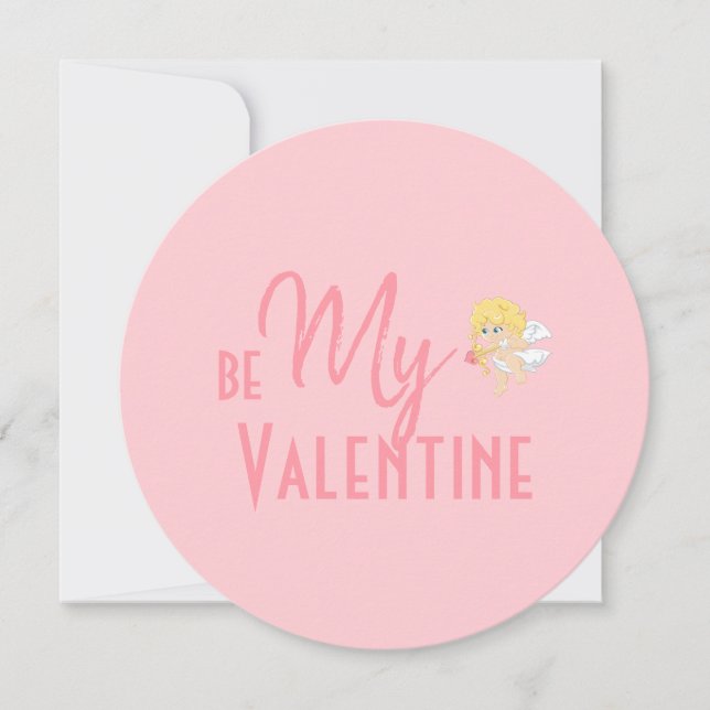 Soft Pink Be My Valentine Valentine's Day Card (Front)