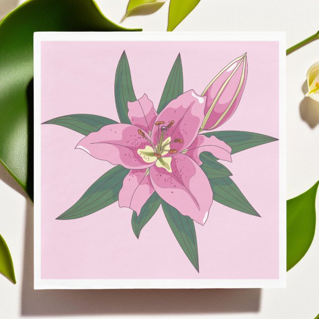 Soft Pink Blooming Lily  Napkins (Soft Pink Blooming Lily Napkins)