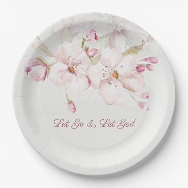 Soft Pink Blossom Women's Church Paper Plates (Front)