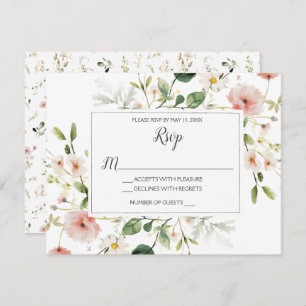 Soft Pink Blossoms Petals Floral Wedding RSVP