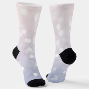 Soft Pink Blue Pastel sparkly bokeh Abstract Socks