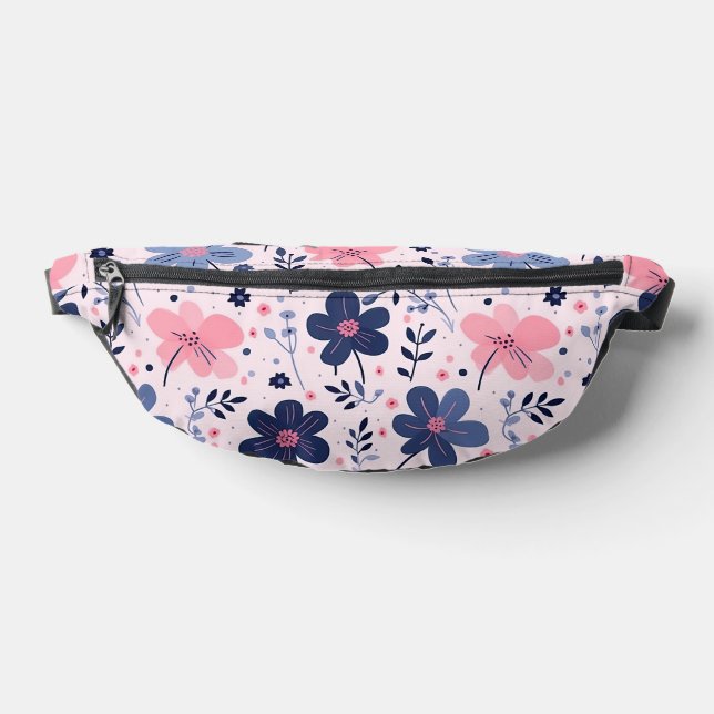 Soft Pink Blue Wildflower Meadow Aesthetic Fanny Pack (Lay Down)