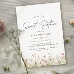 Soft Pink Blush Delicate Floral Sweet 16 Birthday Invitation<br><div class="desc">Elegant 16th birthday party invitations featuring watercolor illustrations of wildflowers. Pastel floral on white. The reverse side is blush pink,  with a coordinating pattern.</div>