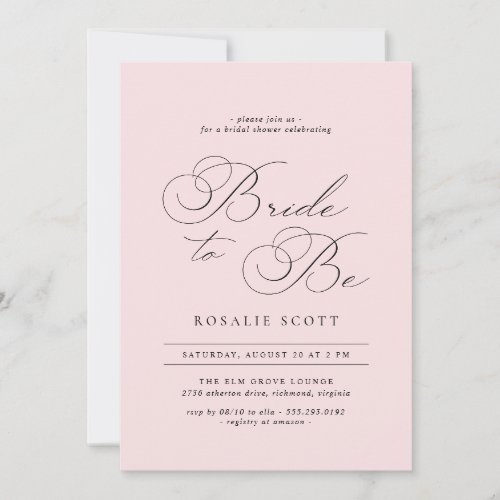Soft Pink Blush Formal Vintage Airy Bridal Shower Invitation
