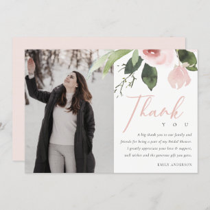 SOFT PINK BLUSH ROSE BRIDAL SHOWER THANK YOU PHOTO INVITATION