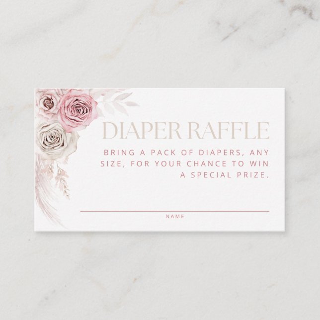 Soft Pink Boho Arch Diaper Raffle Enclosure Card (Front)