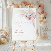 Soft Pink Boho Arch Girl Baby Shower Welcome