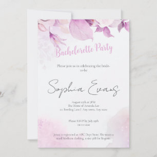 Soft Pink Boho Floral Wedding Bachelorette Party Invitation