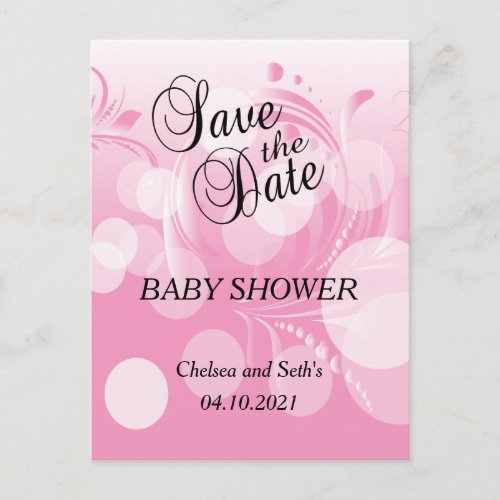 Soft Pink Bokeh Florid  Baby Girl Shower Announcement Postcard