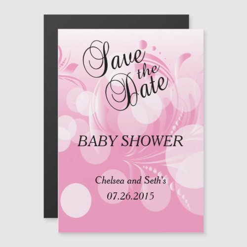 Soft Pink Bokeh Florid  Baby Girl Shower Magnetic Invitation