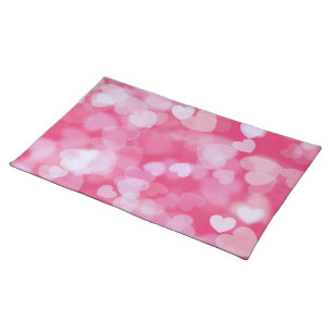 Soft Pink Bokeh Hearts Cloth Placemat