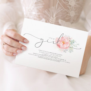 Soft Pink Botanical Floral Calligraphy Baby Shower Invitation