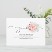 Soft Pink Botanical Floral Calligraphy Baby Shower Invitation (Standing Front)