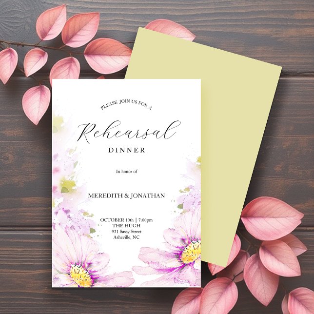 Soft Pink Botanical Wedding Rehearsal Dinner Invitation (Creator Uploaded)