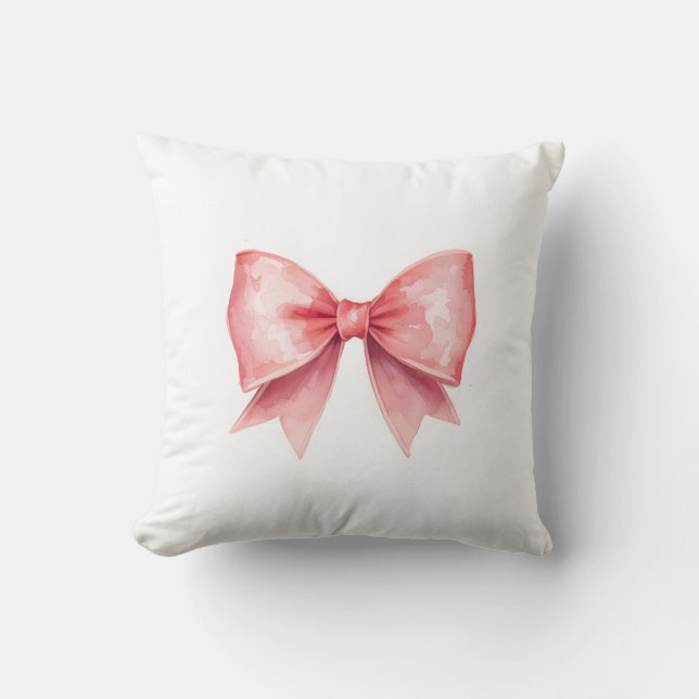 Soft Pink Bow Aesthetic Pillow 🎀 | Cute room deco (Front)