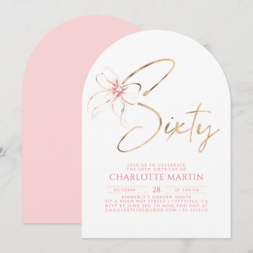 Soft Pink Bow Elegant Romantic Chic 60th Birthday