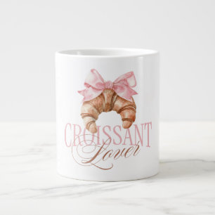Soft Pink Bow French Coquette Croissant Giant Coffee Mug