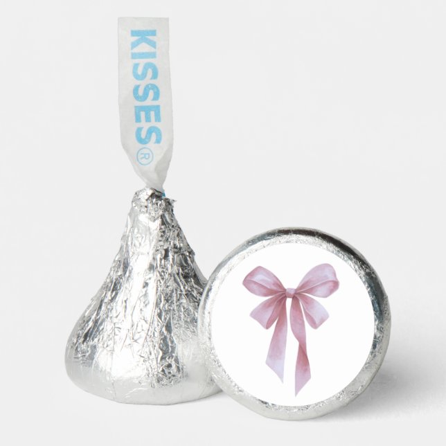 Soft Pink Bow Girl Baby Shower Welcome Hershey®'s Kisses® (Front)